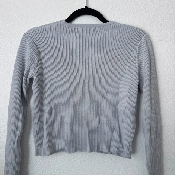 Brandy Melville Light Gray Ribbed Cardigan - Picture 6 of 7
